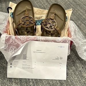 NEW TORY BURCH OLIVE GREEN MILLER CLOUD SANDALS SIZE 5.5